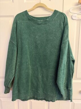 SO Washed Green Oversized Crewneck Sweatshirt